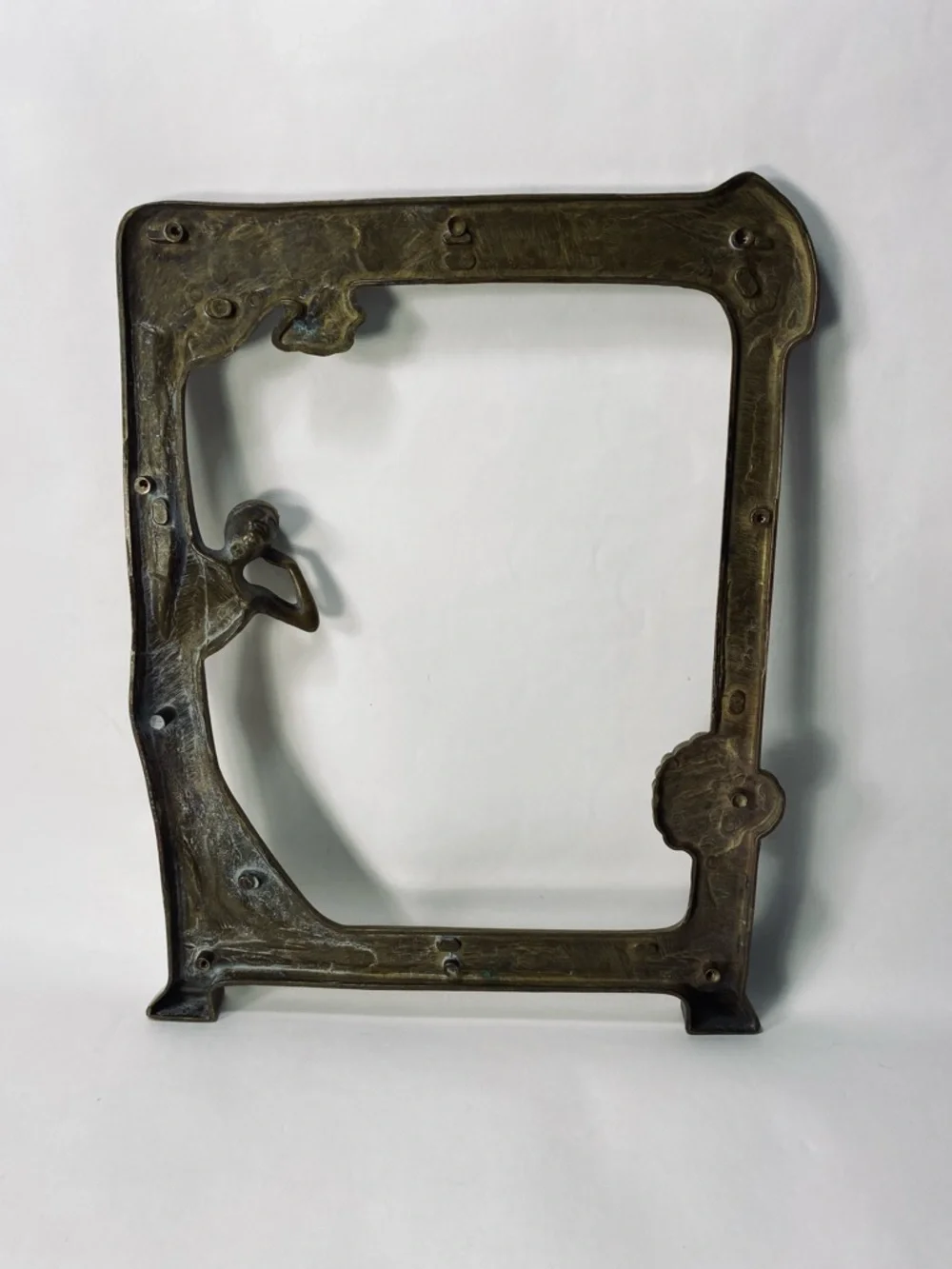Art Nouveau Brass Lady by the Lake Decorative Photo or Mirror Frame